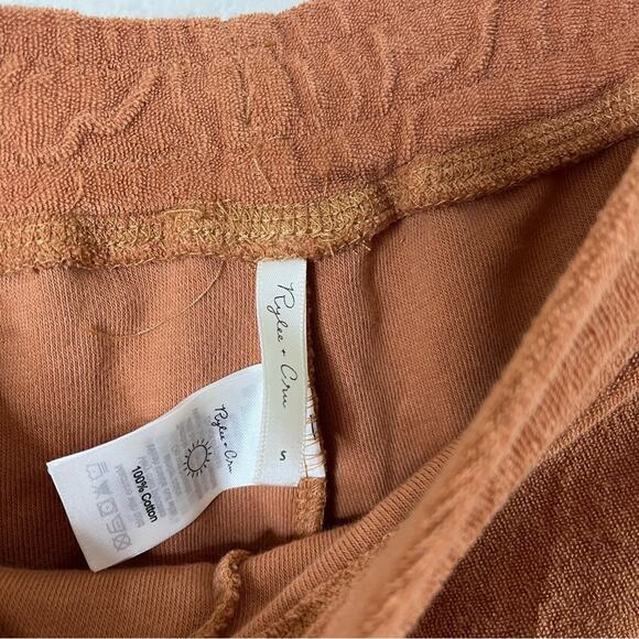 Rylee + Cru SET Terry Cloth 2 Piece Sweatshirt Shorts Terracotta Embroidered S - Picture 9 of 10